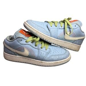 Nike Air Jordan 1 Low SE Youth 6.5Y Light‎ Blue Lime Sneakers DO8227-400